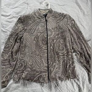 Alex Evenings Jacket Women’s Small  Embroidered Sequin Sparkle Full Zip